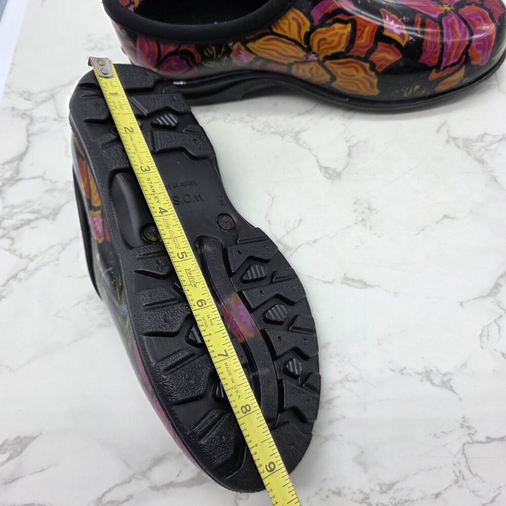 Sloggers Rain Shoes Garden Boots Women 6 Waterproof Slip on Black Floral Low NEW - Picture 10 of 10